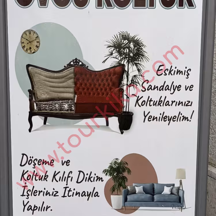 Φωτογραφία που γράφει στα τούρκικα Eskimiş sandalye ve koltuklarınızı yenileyelim (Ας ανακαινίσουμε τις καρέκλες και πολυθρόνες σας που έχουν παλιώσει)