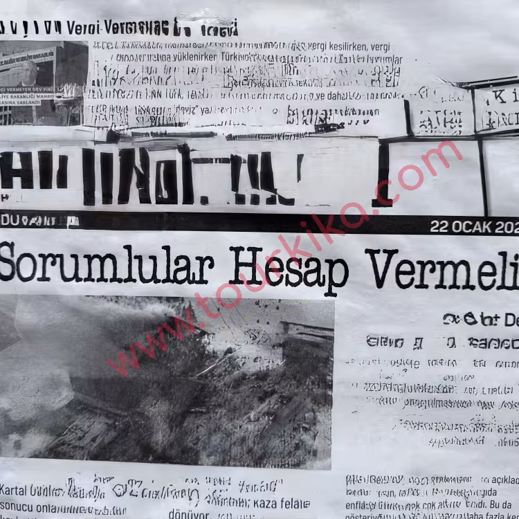 Φωτογραφία που γράφει στα τούρκικα Sorumlular hesap vermeli (Οι υπεύθυνοι πρέπει να λογοδοτήσουν)