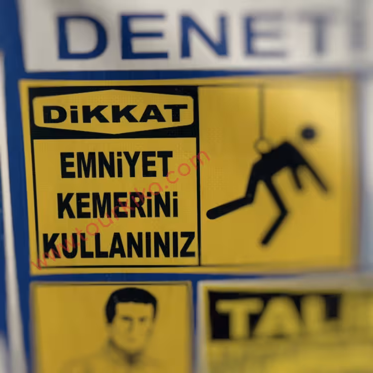 Φωτογραφία που γράφει στα τούρκικα Emniyet kemerini kullanınız (Χρησιμοποιείστε τη ζώνη ασφαλείας)